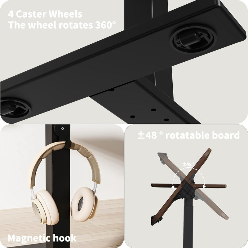 Rolling Laptop Desk with Tilting Top Recessed Casters