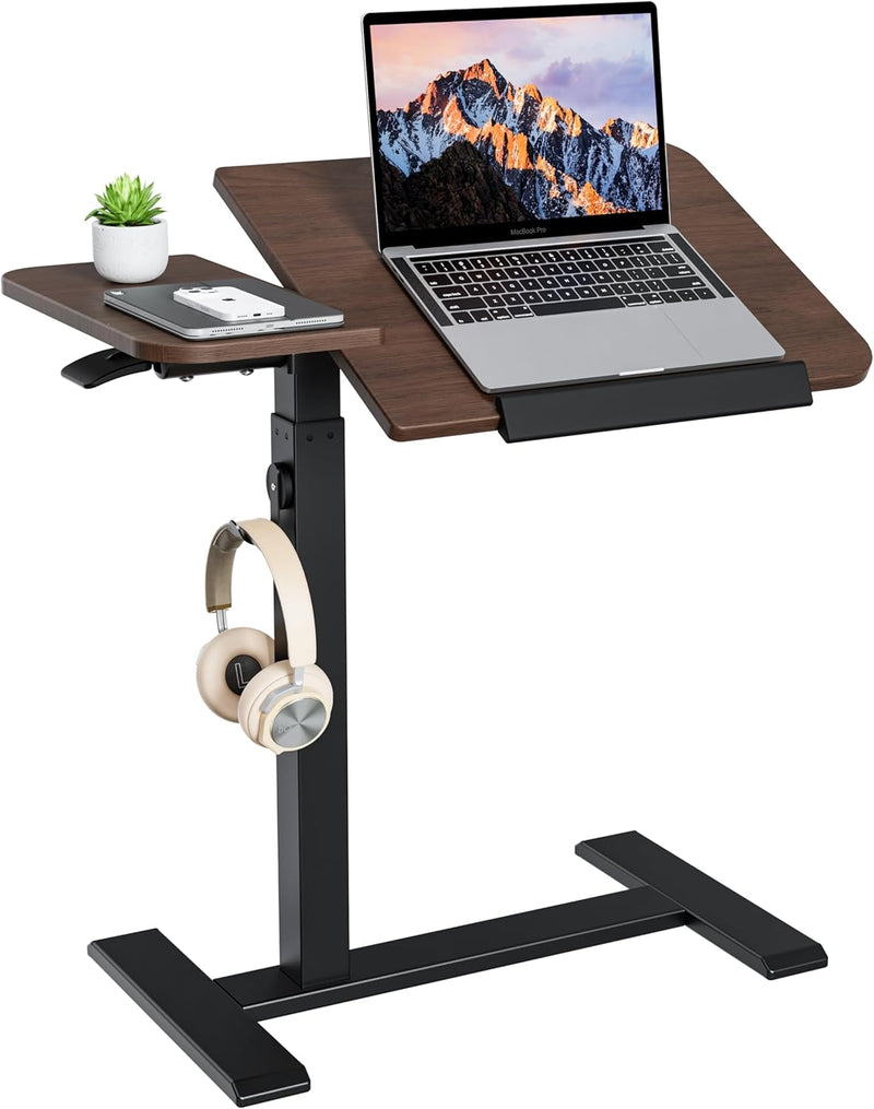 Rolling Laptop Desk with Tilting Top Recessed Casters
