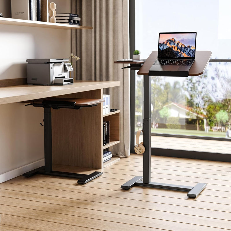 Rolling Laptop Desk with Tilting Top Recessed Casters