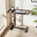 Rolling Laptop Desk with Tilting Top Recessed Casters