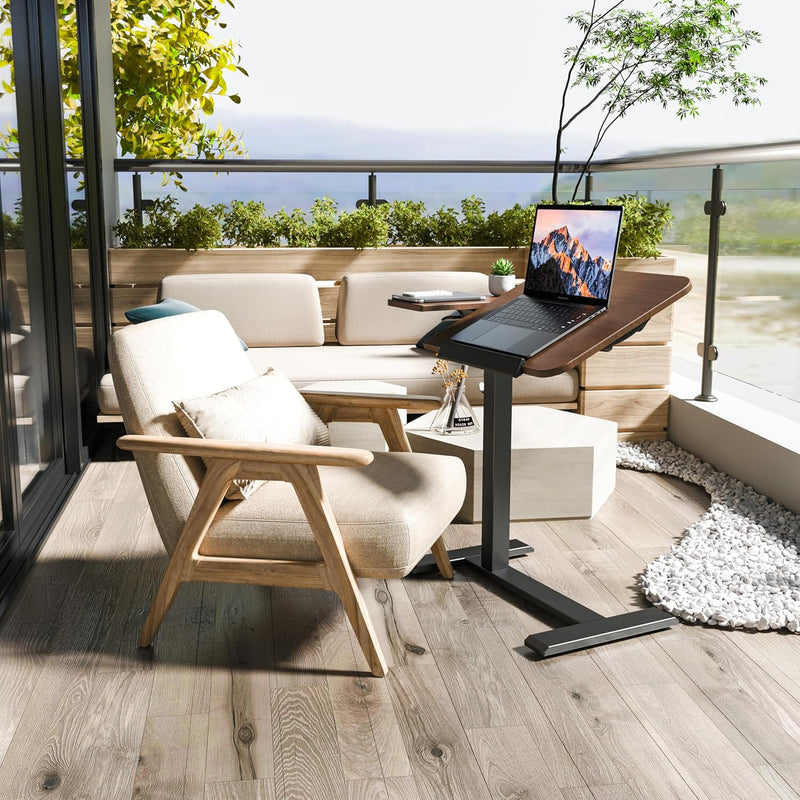 Rolling Laptop Desk with Tilting Top Recessed Casters