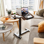 Rolling Laptop Desk with Tilting Top Recessed Casters