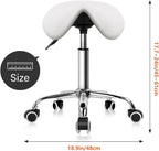 Rolling Saddle Stool PU Leather Swivel Adjustable