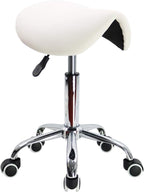 Rolling Saddle Stool PU Leather Swivel Adjustable