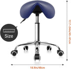 Rolling Saddle Stool PU Leather Swivel Adjustable