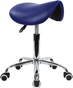 Rolling Saddle Stool PU Leather Swivel Adjustable