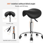 Rolling Saddle Stool PU Leather Swivel Adjustable