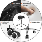 Rolling Saddle Stool PU Leather Swivel Adjustable