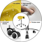 Rolling Saddle Stool PU Leather Swivel Adjustable