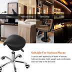 Rolling Saddle Stool PU Leather Swivel Adjustable