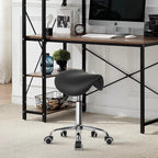 Rolling Saddle Stool PU Leather Swivel Adjustable