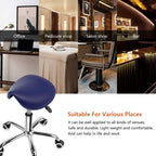 Rolling Saddle Stool PU Leather Swivel Adjustable
