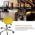 Rolling Saddle Stool PU Leather Swivel Adjustable
