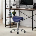 Rolling Saddle Stool PU Leather Swivel Adjustable
