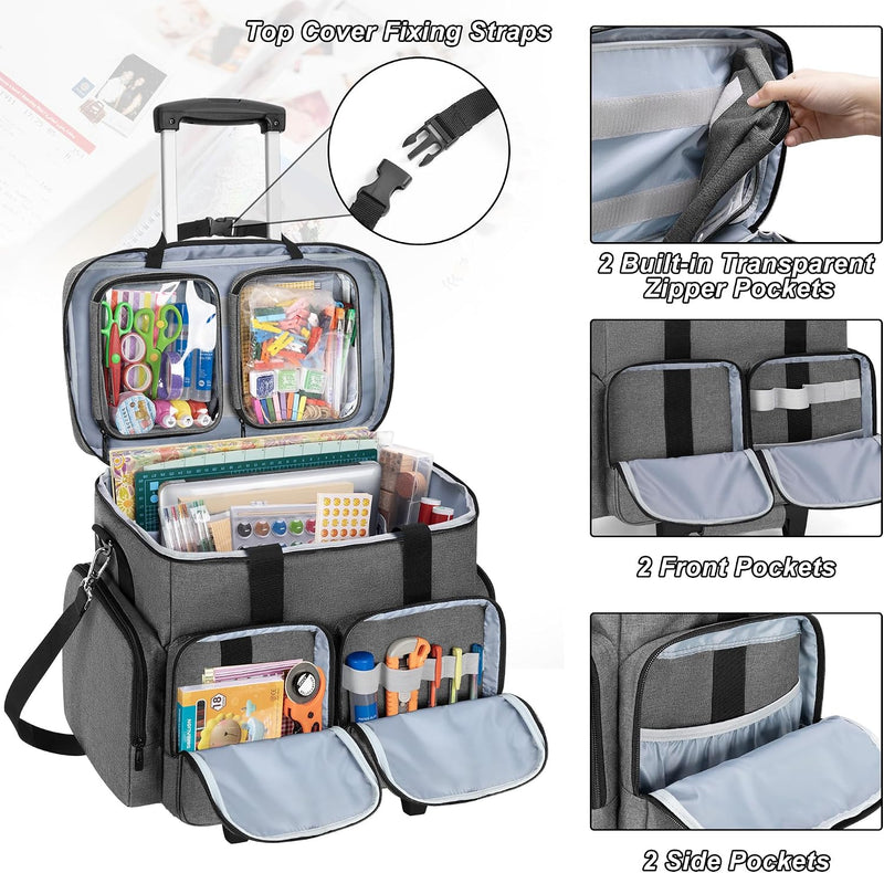 Rolling Scrapbook Tote Craft Bag on Wheels