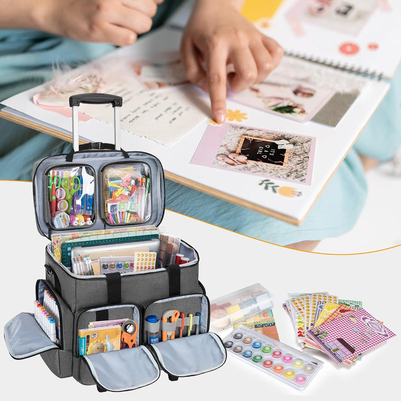 Rolling Scrapbook Tote Craft Bag on Wheels