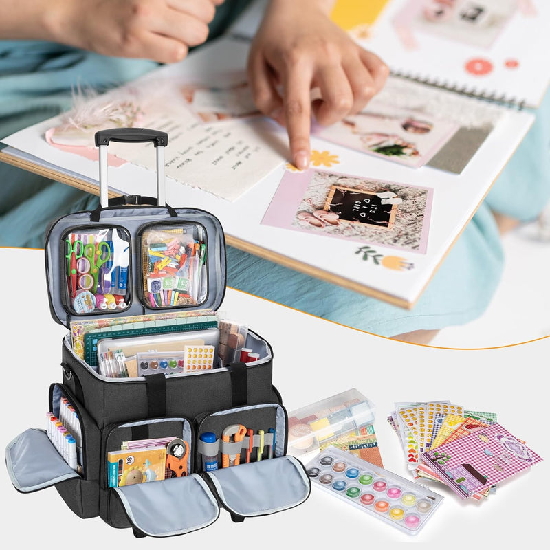 Rolling Scrapbook Tote Craft Bag on Wheels