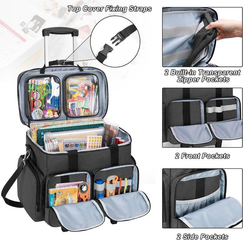 Rolling Scrapbook Tote Craft Bag on Wheels