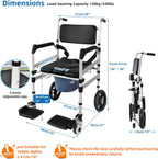 Rolling Shower Wheelchair 4-In-1 Commode Chair for Seniors