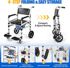 Rolling Shower Wheelchair 4-In-1 Commode Chair for Seniors
