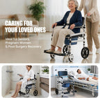 Rolling Shower Wheelchair 4-In-1 Commode Chair for Seniors