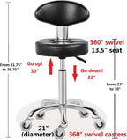 Rolling Stool Chair with Smooth-Rolling Dual-Wheel Casters