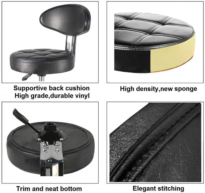 Rolling Stool Chair with Smooth-Rolling Dual-Wheel Casters