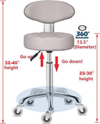 Rolling Stool Chair with Smooth-Rolling Dual-Wheel Casters