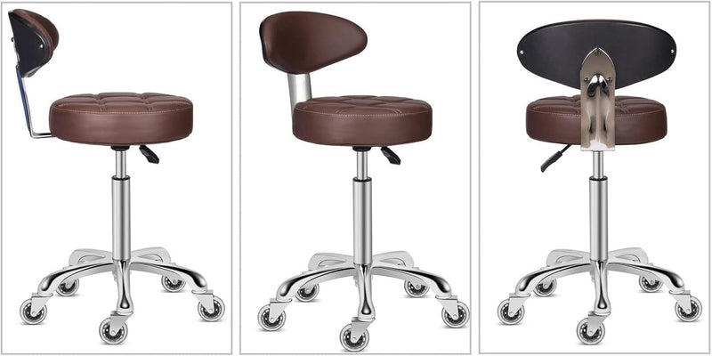 Rolling Stool Chair with Smooth-Rolling Dual-Wheel Casters