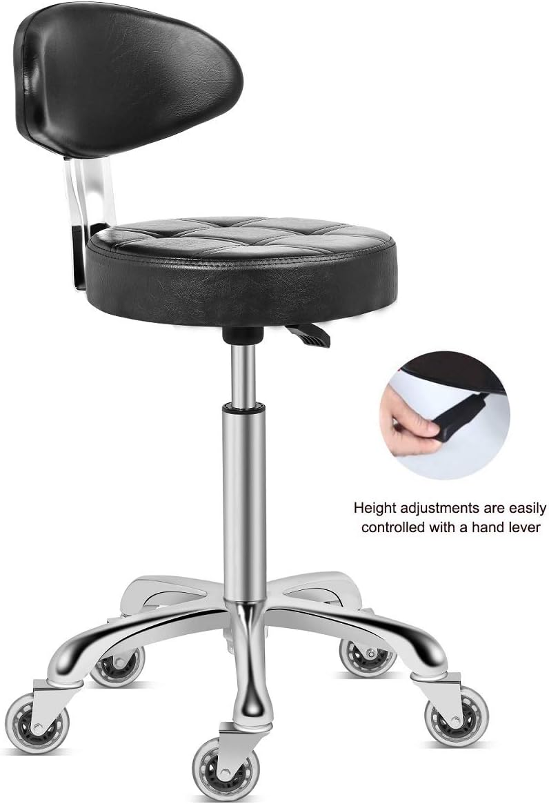 Rolling Stool Chair with Smooth-Rolling Dual-Wheel Casters