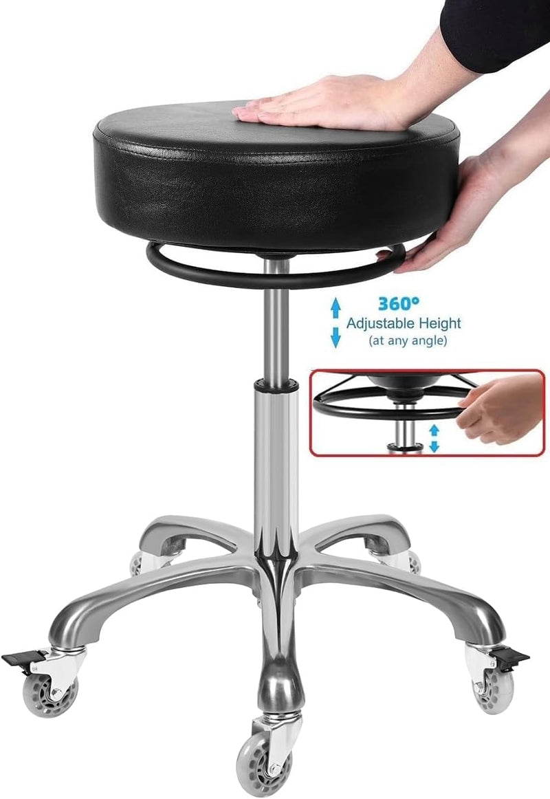 Rolling Stools with Locking Castor Wheels Adjustable Swivel