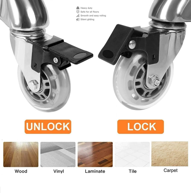 Rolling Stools with Locking Castor Wheels Adjustable Swivel