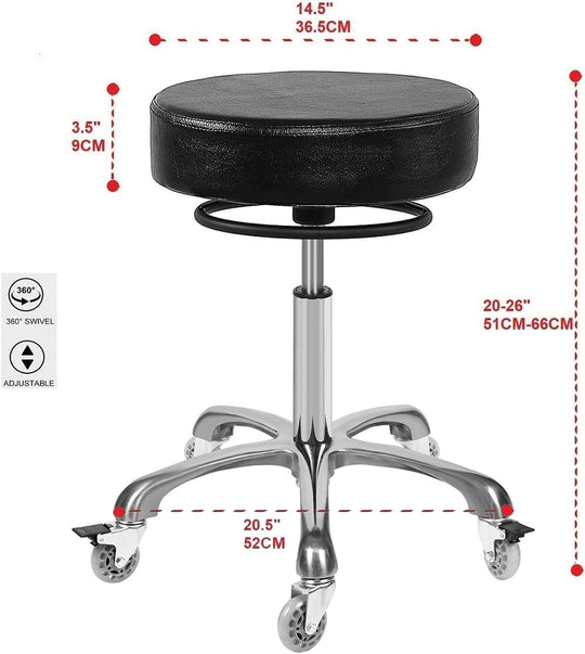 Rolling Stools with Locking Castor Wheels Adjustable Swivel