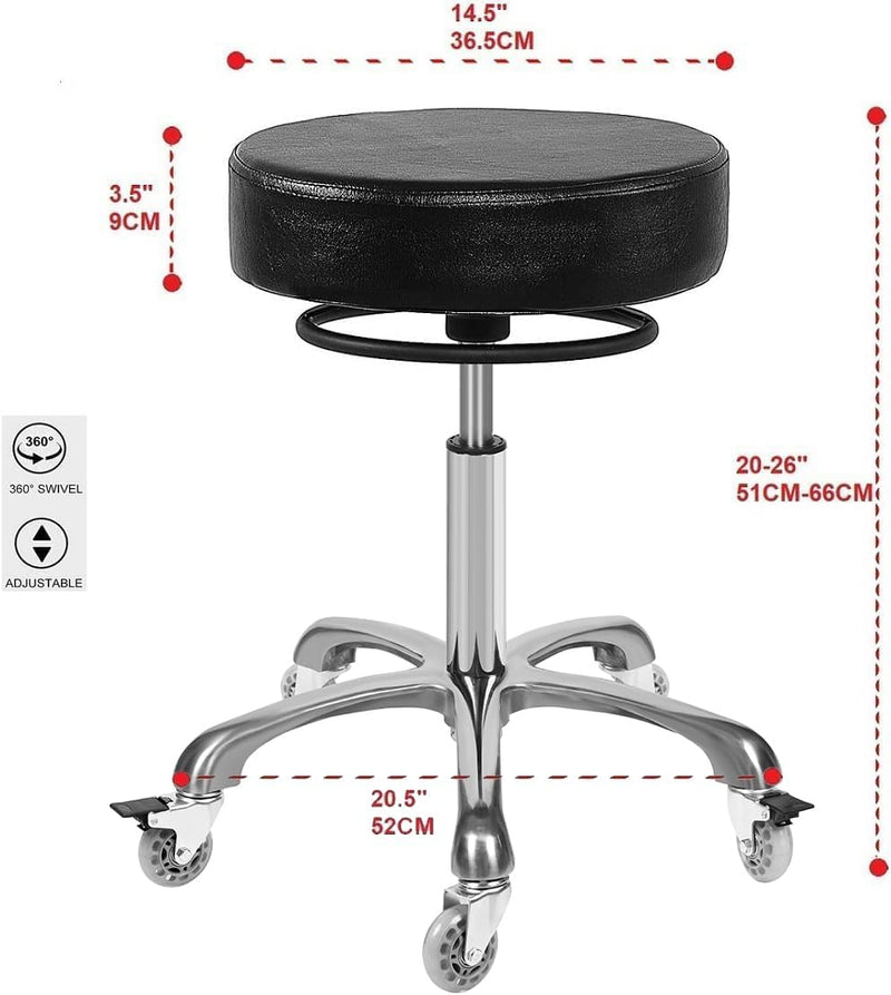 Rolling Stools with Locking Castor Wheels Adjustable Swivel