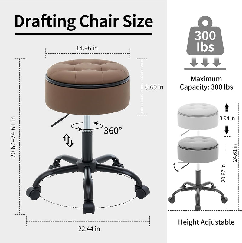 Rolling Stools with Wheels Ergonomic Stool Storage