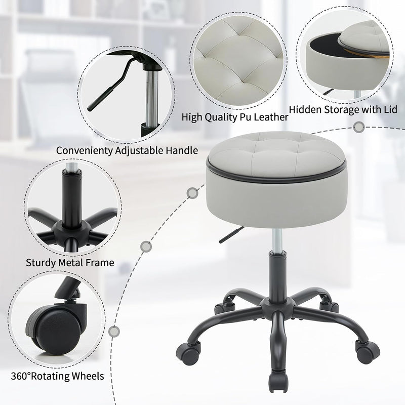 Rolling Stools with Wheels Ergonomic Stool Storage