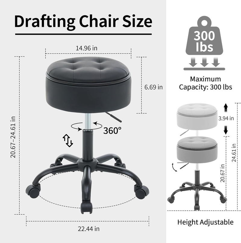 Rolling Stools with Wheels Ergonomic Stool Storage