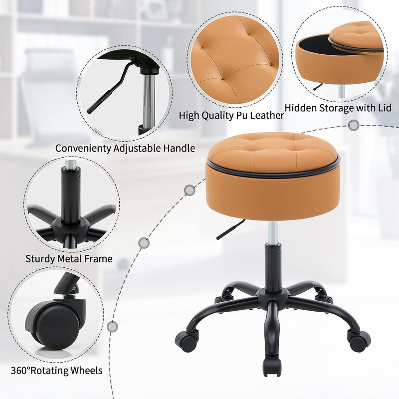 Rolling Stools with Wheels Ergonomic Stool Storage