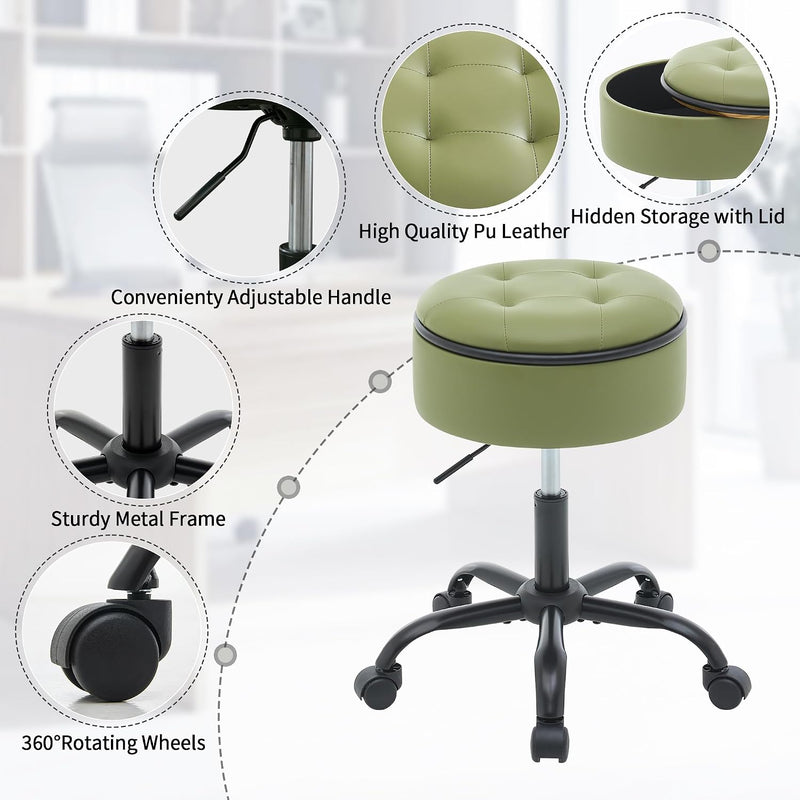 Rolling Stools with Wheels Ergonomic Stool Storage