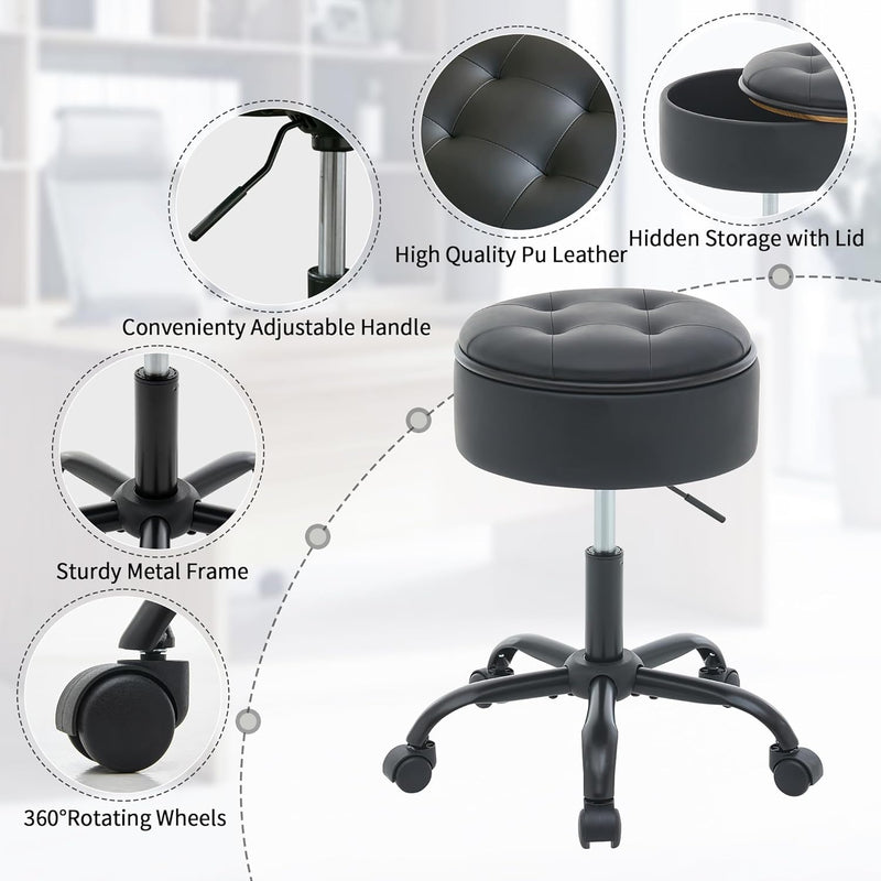 Rolling Stools with Wheels Ergonomic Stool Storage