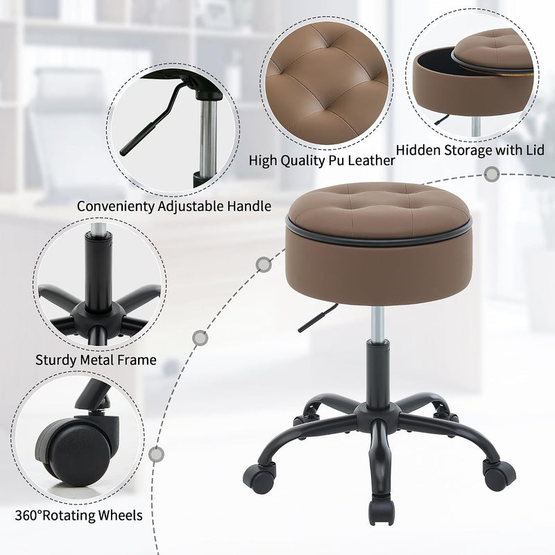 Rolling Stools with Wheels Ergonomic Stool Storage
