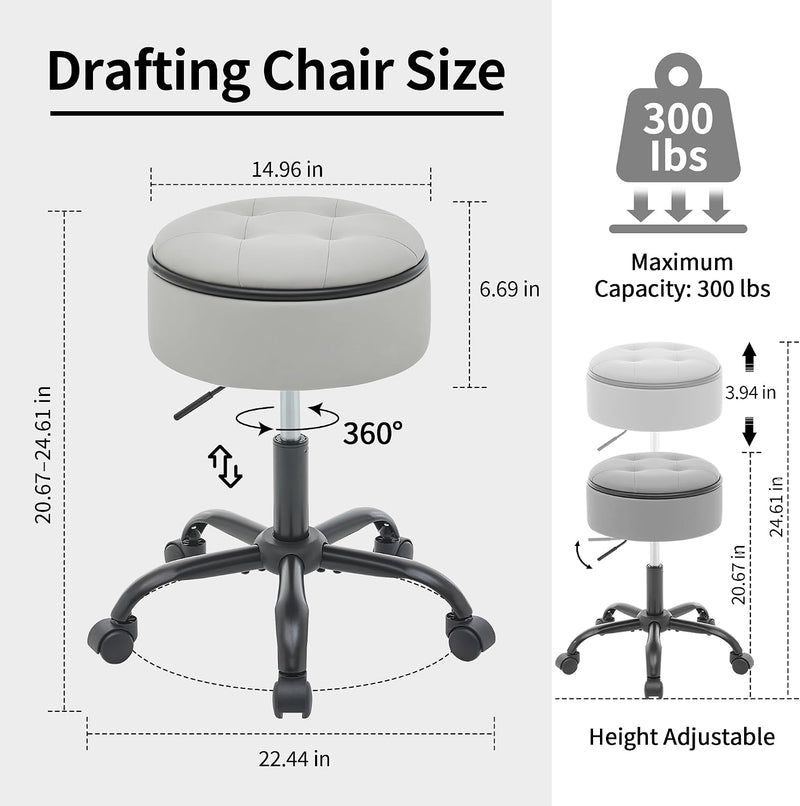 Rolling Stools with Wheels Ergonomic Stool Storage