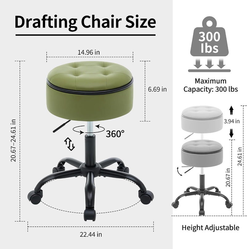 Rolling Stools with Wheels Ergonomic Stool Storage