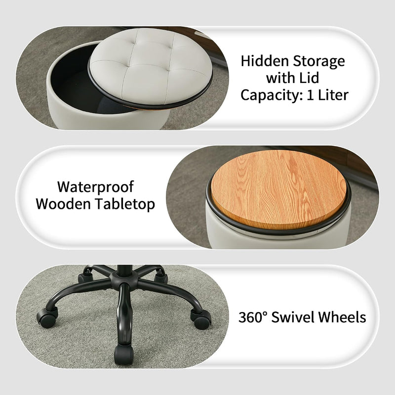 Rolling Stools with Wheels Ergonomic Stool Storage