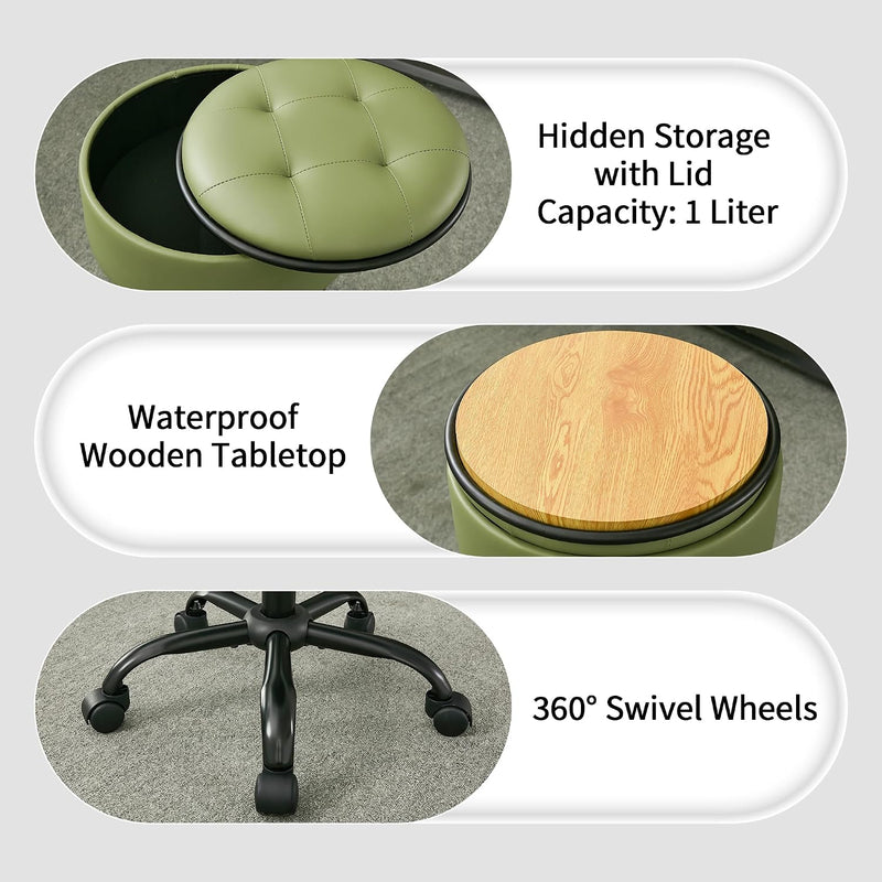 Rolling Stools with Wheels Ergonomic Stool Storage