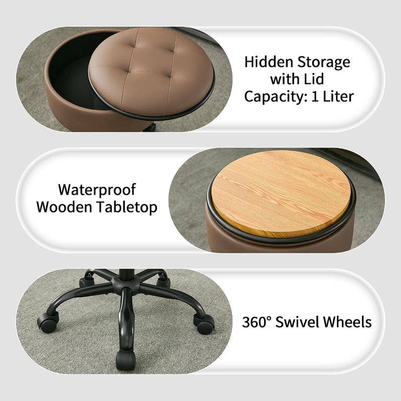 Rolling Stools with Wheels Ergonomic Stool Storage