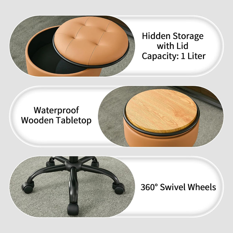 Rolling Stools with Wheels Ergonomic Stool Storage