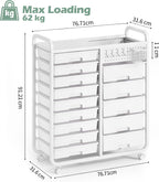 Rolling Storage Cart with 14 Drawers Organiser Tabletop