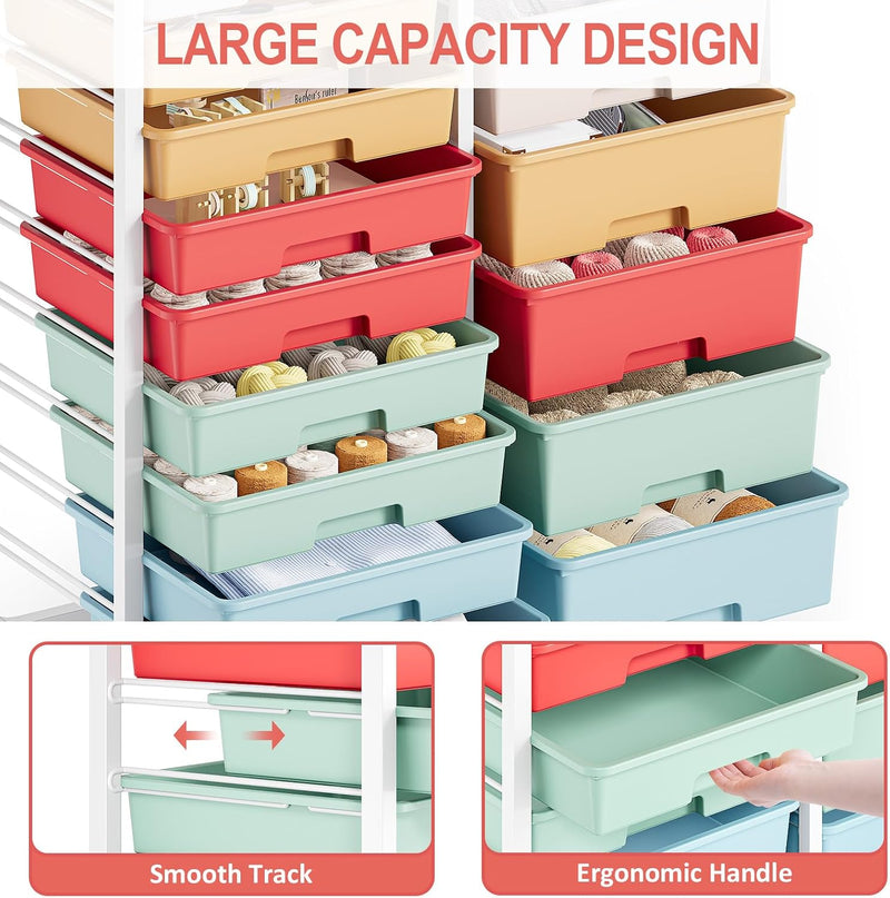 Rolling Storage Cart with 14 Drawers Organiser Tabletop