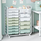 Rolling Storage Cart with 14 Drawers Organiser Tabletop